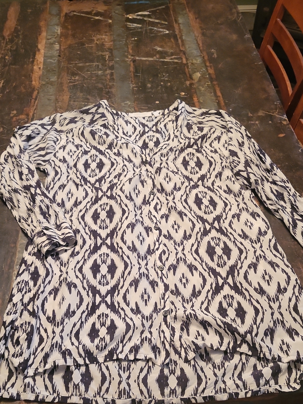 Athleta Black and White Ikat Button-Front Swim Coverup Tunic